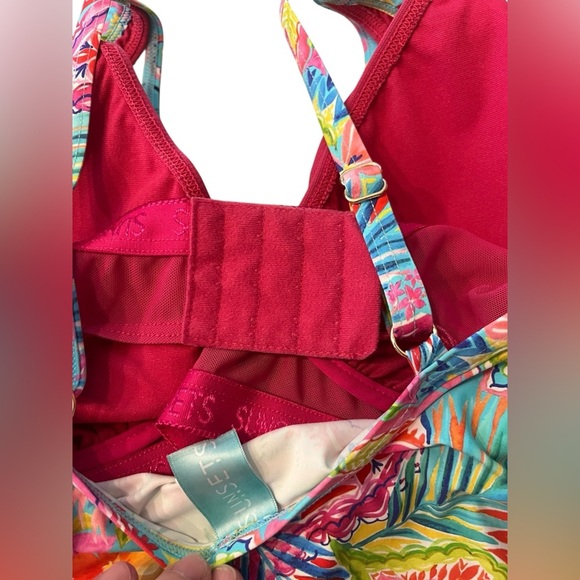 Sunsets Colorful Floral Underwire Bra Tankini Top 36DD - Picture 4 of 7